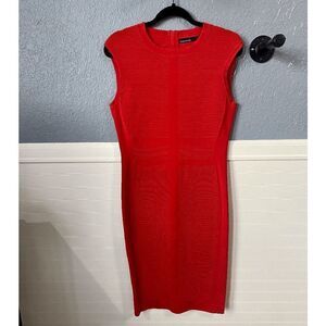 Karen Millen Women's Crew Neck Sleeveless Sheath Dress Red